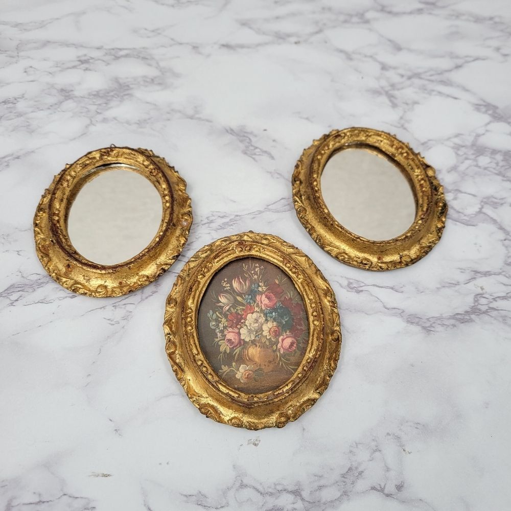Florentina Vintage Handmade Gold Gilt Italian Handmade Oval Wall Decor Set